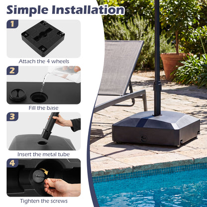 176 LBS Fillable Mobile Umbrella Base, 4 Wheels, 2 Locks, Black Outdoor Umbrella Bases at Gallery Canada