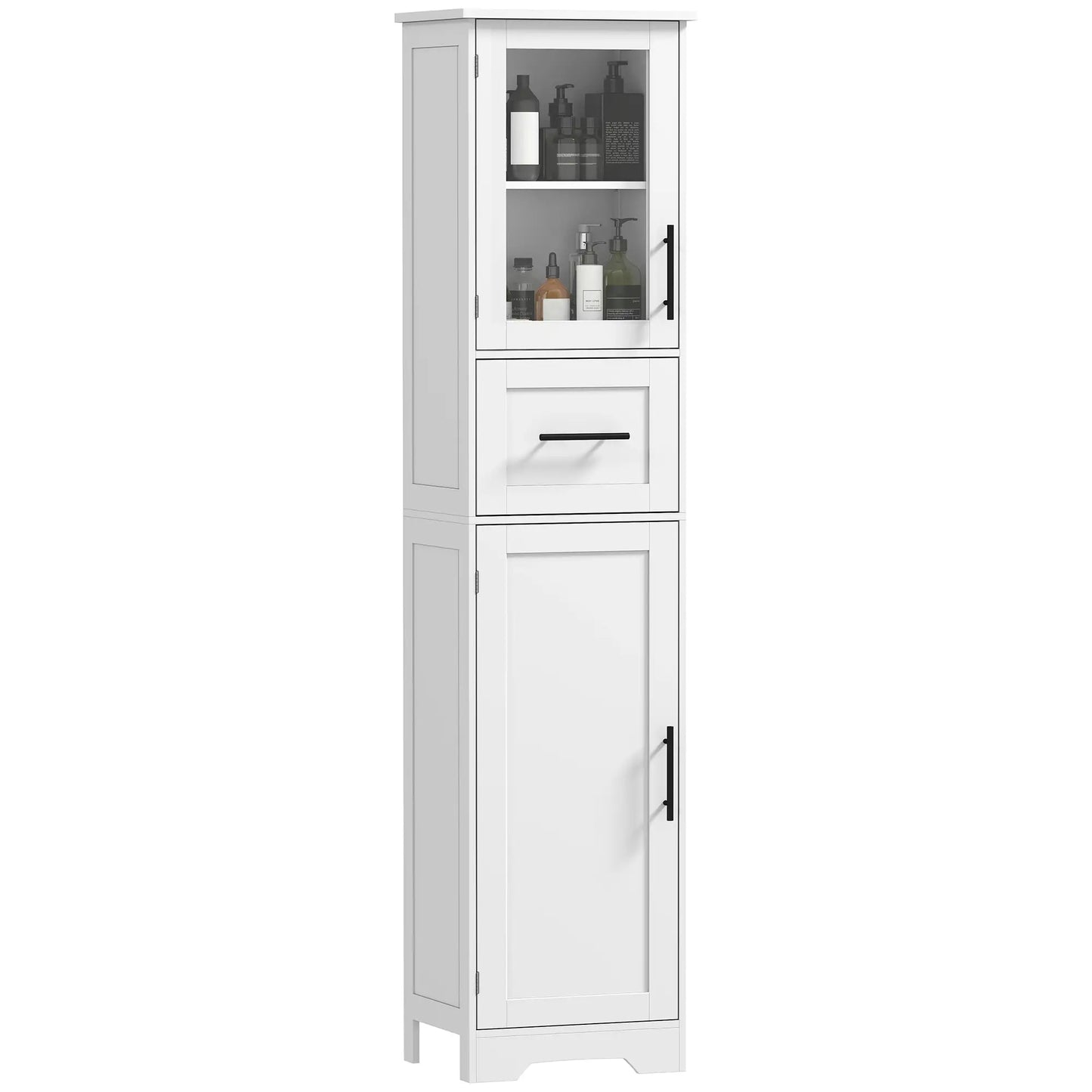 67" Tall Bathroom Storage Cabinet, Adjustable Shelves, Glass Door, Drawer Freestanding Bathroom Cabinets at Gallery Canada
