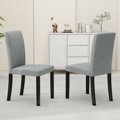 Dining Chair Set of 2 Mid-Century Modern Chairs with Rubber Wood Legs, Gray Dining Chairs at Gallery Canada