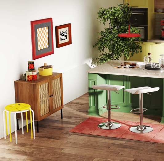 5-Piece Kitchen & Dining Bundle: Adjustable Bar Stools (Set of 2) + Stackable Stools (Set of 6) + Rattan Storage Sideboard Kitchen & Dining Options at Gallery Canada