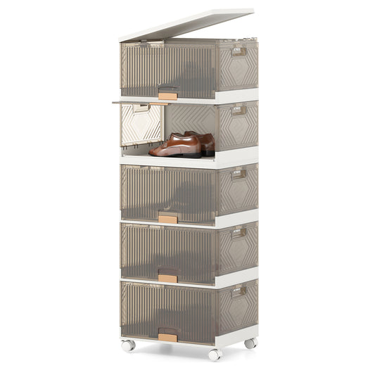 3/4/5/6-Cube Stackable Storage Bins with Detachable Wheels-5 Cube, White Shoe Racks & Storage Benches White at Gallery Canada