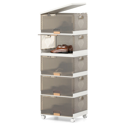 3/4/5/6-Cube Stackable Storage Bins with Detachable Wheels-5 Cube, White Shoe Racks & Storage Benches at Gallery Canada