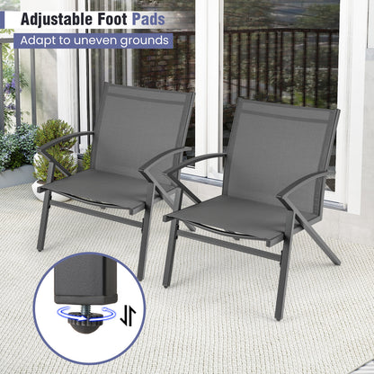 Patio Chairs Set of 2 Lawn Chairs with Heavy Duty Metal Frame-Grey, Gray Beach & Lawn Chairs at Gallery Canada