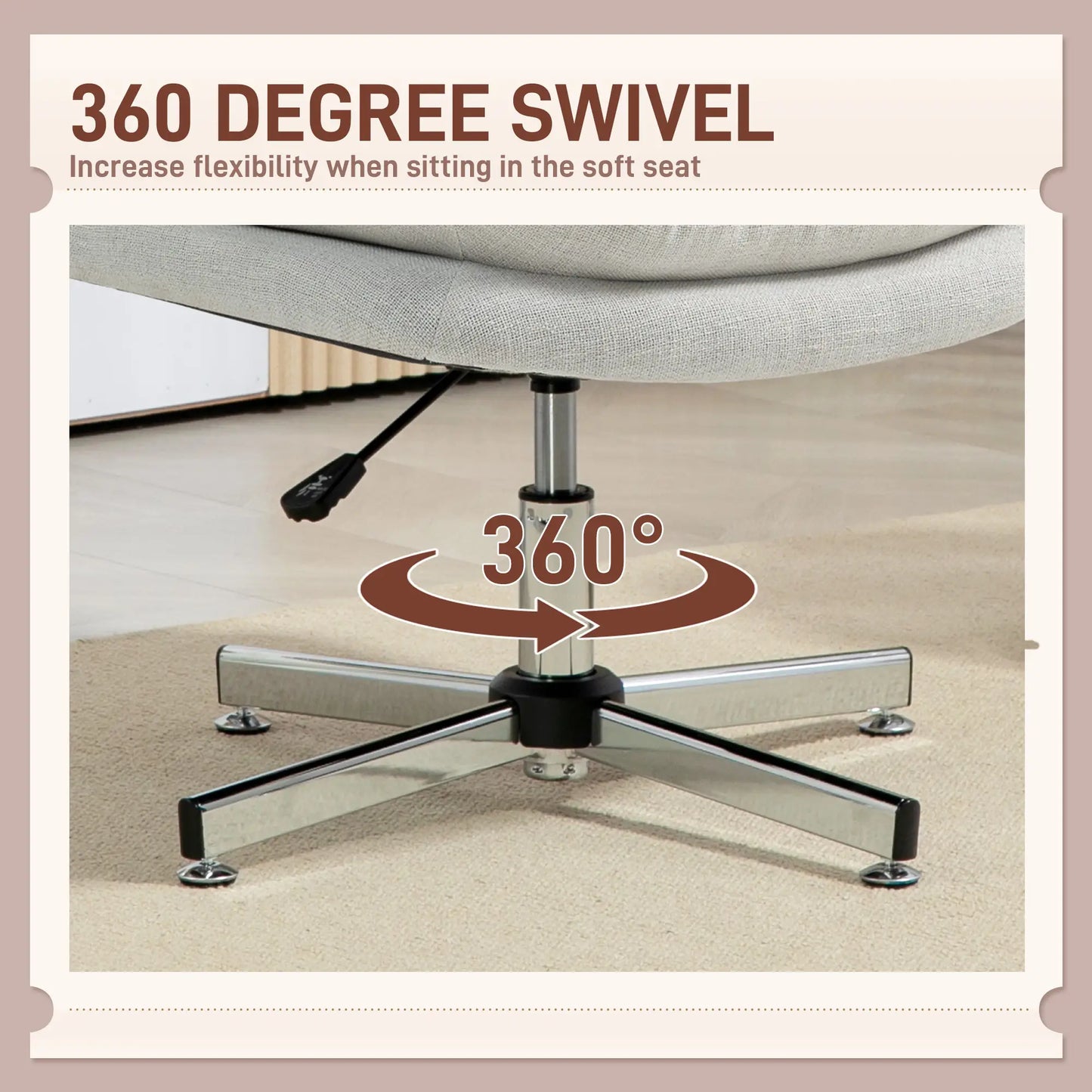 Computer Desk Chair, Armless Office Chair with Wide Padded Seat and Adjustable Height, Cream White Task Chairs at Gallery Canada