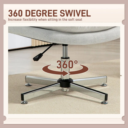 Computer Desk Chair, Armless Office Chair with Wide Padded Seat and Adjustable Height, Cream White Task Chairs at Gallery Canada