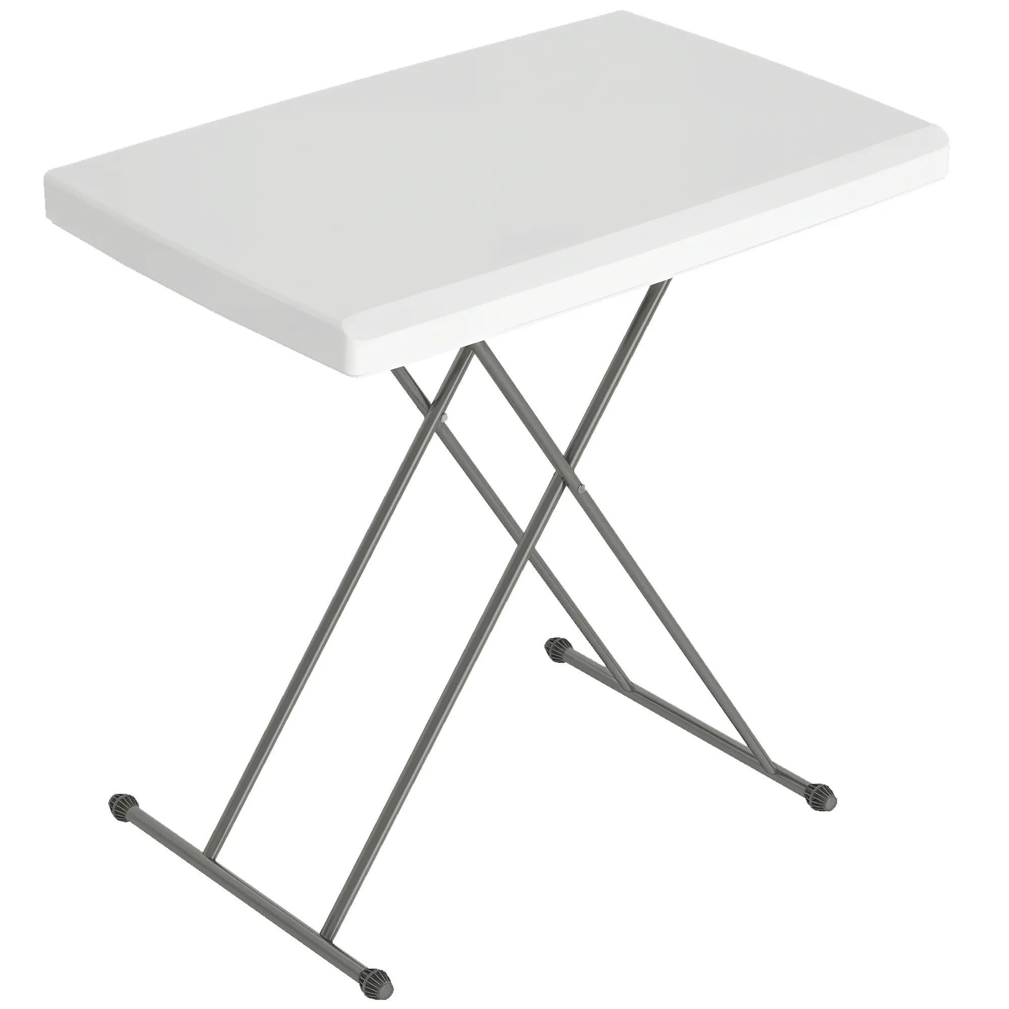 Folding Outdoor Patio Table, 3-Level Adjustable, HDPE Top, Steel Legs, White Patio Dinning Tables at Gallery Canada