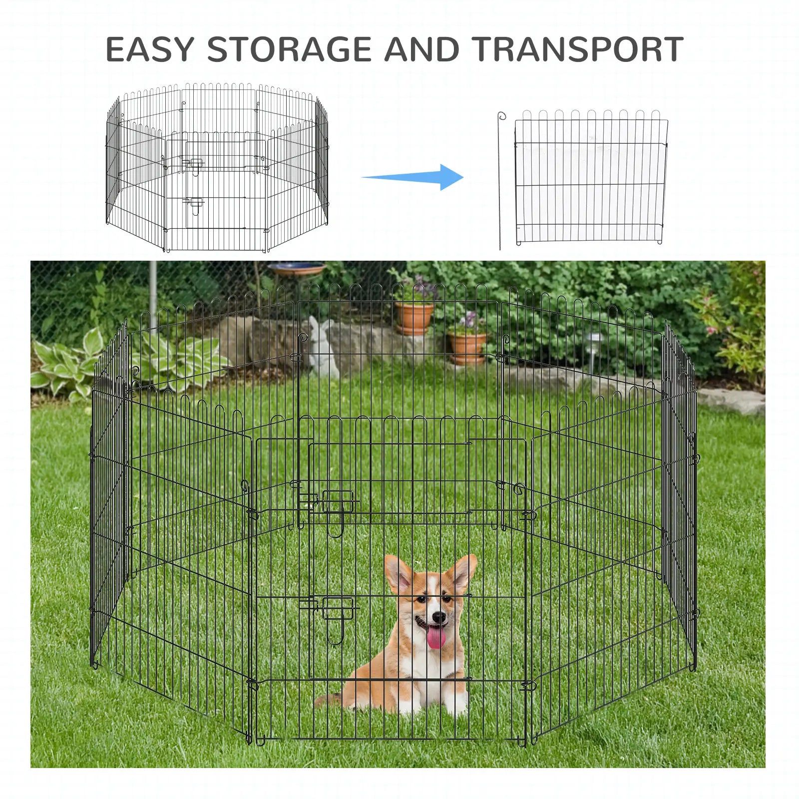 30inch 8-Panel Octagon Pet Playpen, Foldable Dog Cage, Black Houses, Kennels & Pens at Gallery Canada