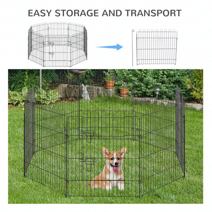 30inch 8-Panel Octagon Pet Playpen, Foldable Dog Cage, Black Houses, Kennels & Pens at Gallery Canada