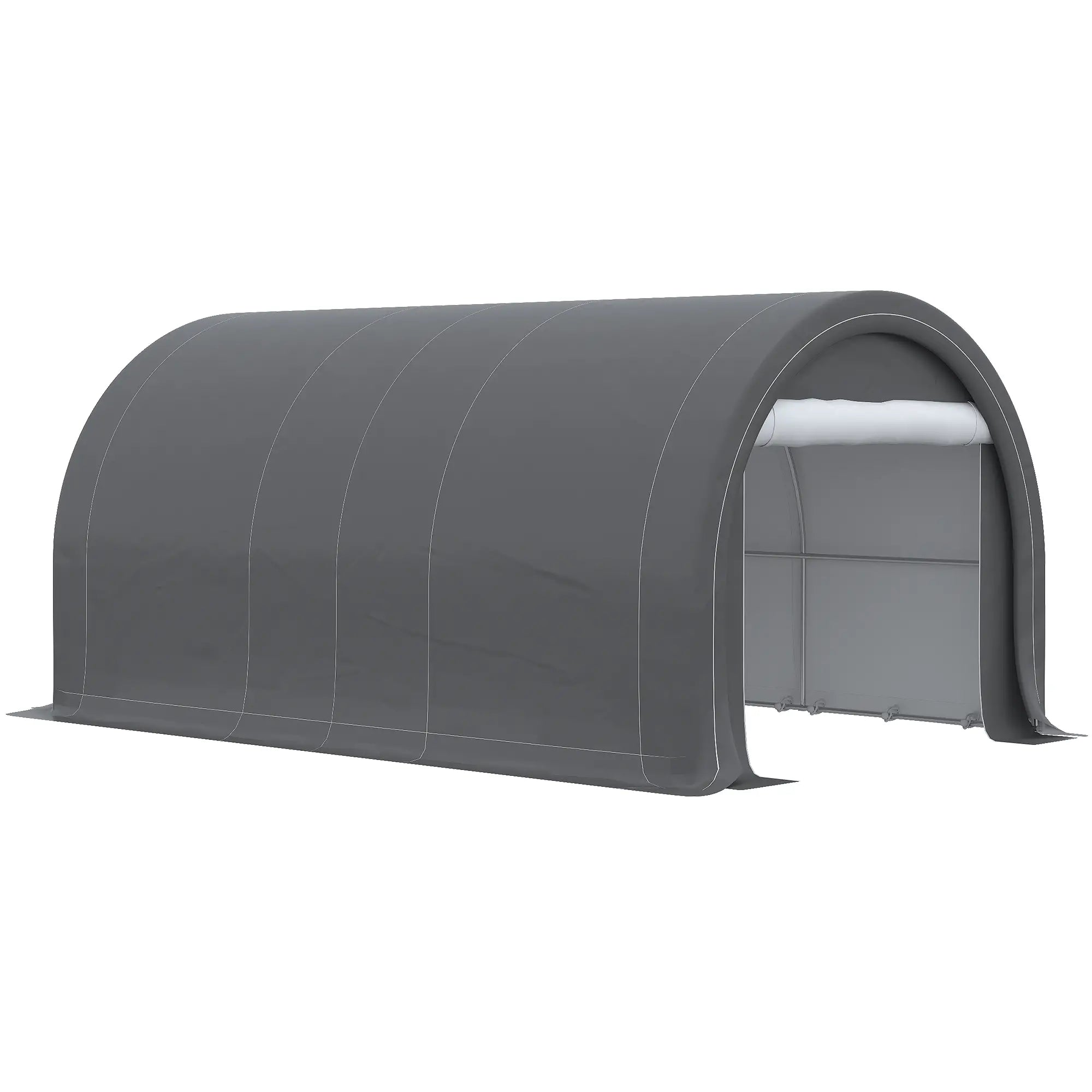 10' x 16' Heavy Duty Carport Tent, Zippered Door, PE Cover, Grey Car Shelters at Gallery Canada