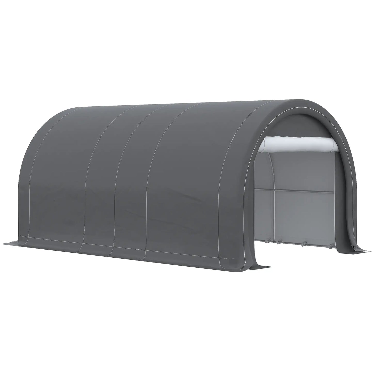 10' x 16' Heavy Duty Carport Tent, Zippered Door, PE Cover, Grey Car Shelters at Gallery Canada
