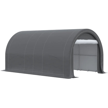 10' x 16' Heavy Duty Carport Tent, Zippered Door, PE Cover, Grey Car Shelters at Gallery Canada