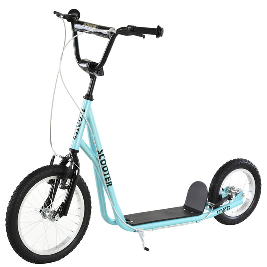 Youth Kick Scooter with Adjustable Handlebar and 16'' Inflatable Rubber Wheel for Kids and Teens 5+ Year Old, Blue - Gallery Canada