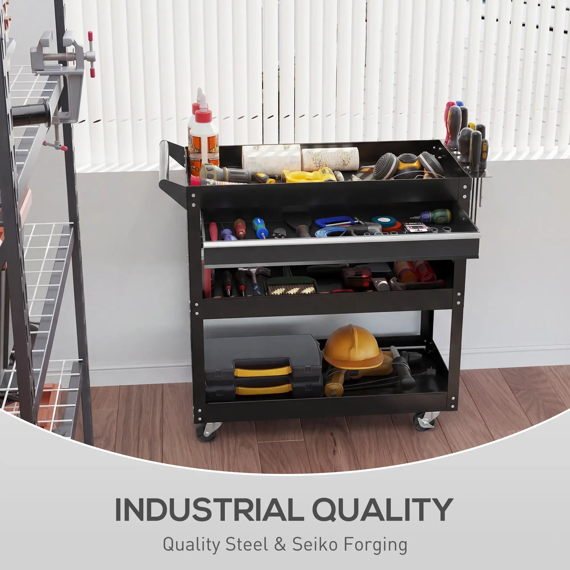 Tool Cart On Wheels, Utility Cart, Ball Bearing Drawer, Black Tool Organizers at Gallery Canada