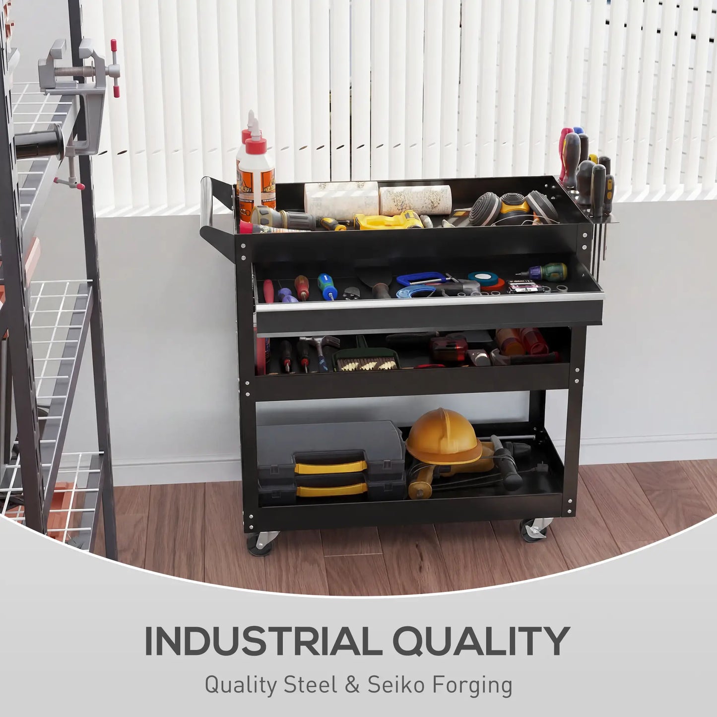 Tool Cart On Wheels, Utility Cart, Ball Bearing Drawer, Black Tool Organizers at Gallery Canada
