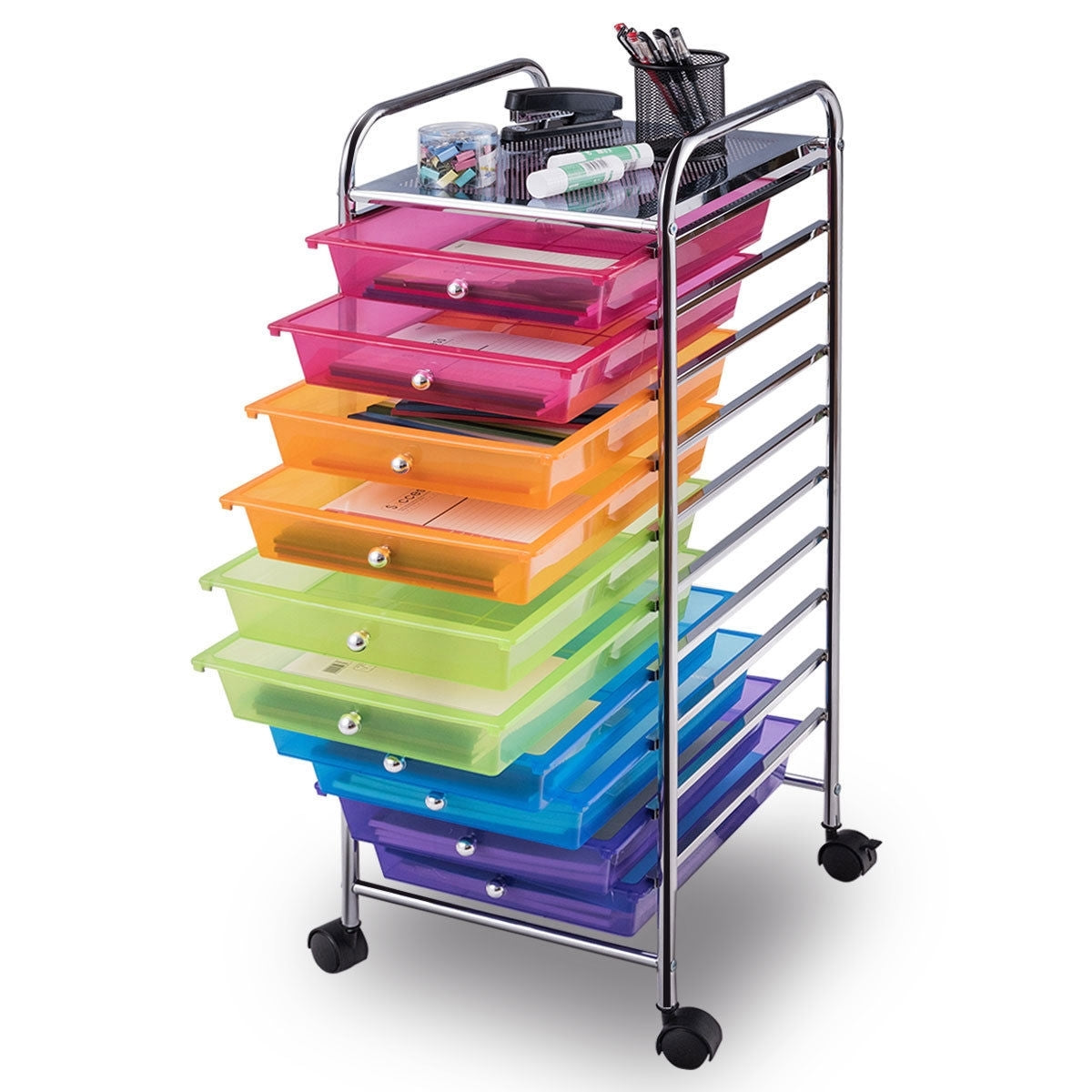 10 Drawer Rolling Storage Cart Organizer, Color File Cabinets at Gallery Canada