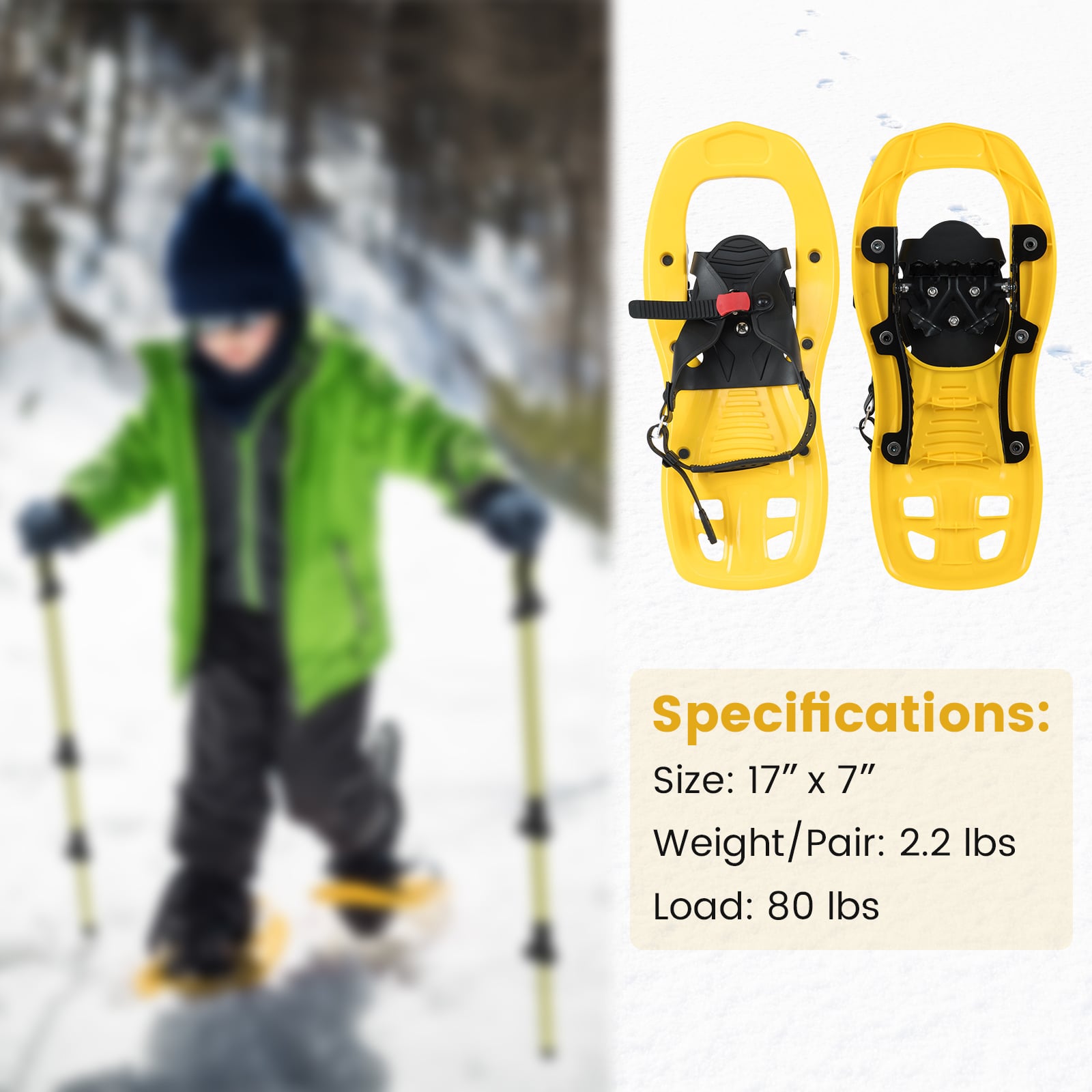 17” Kids Snowshoes with Telescoping Trekking Poles, Yellow Winter Sports & Activities at Gallery Canada