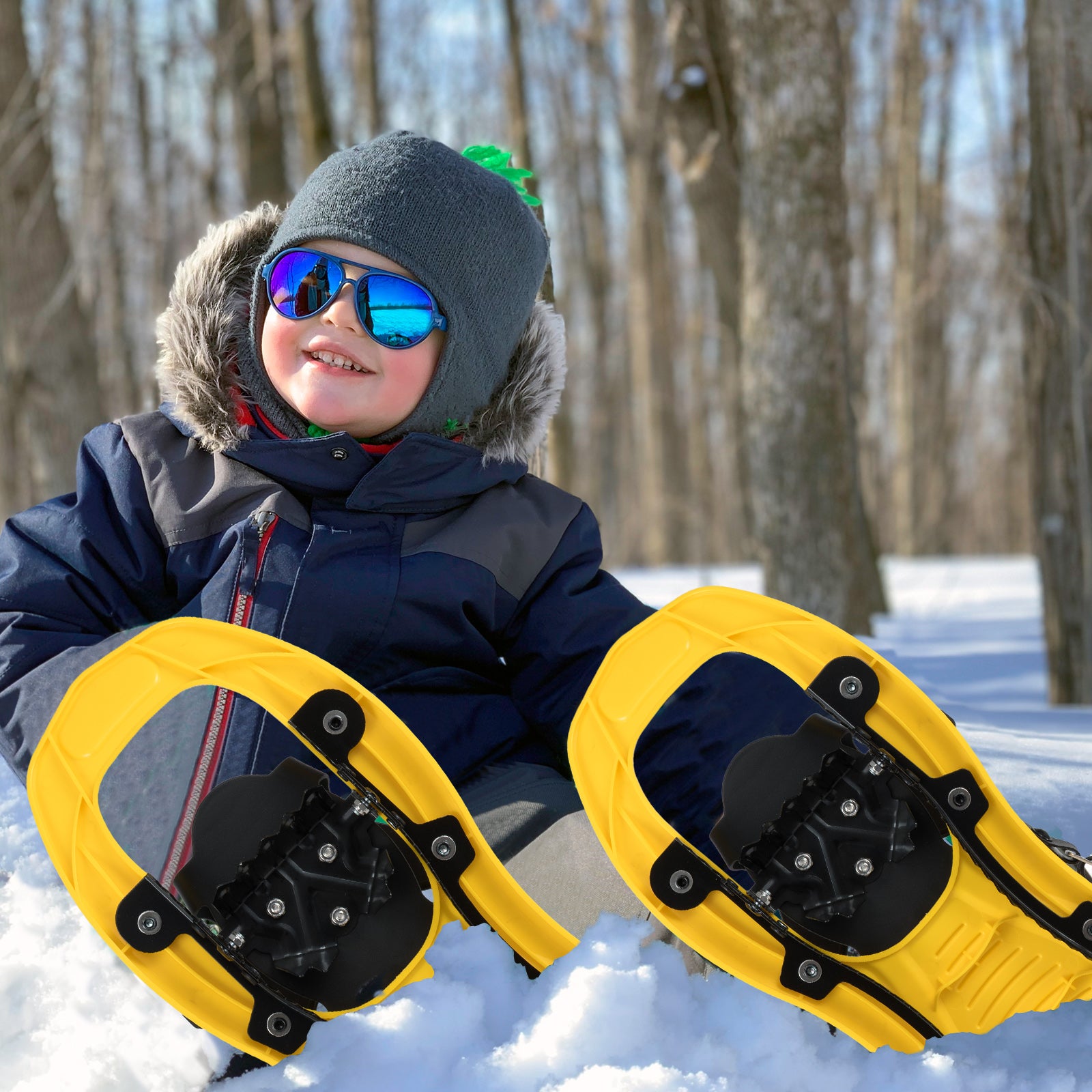 17” Kids Snowshoes with Telescoping Trekking Poles, Yellow Winter Sports & Activities at Gallery Canada