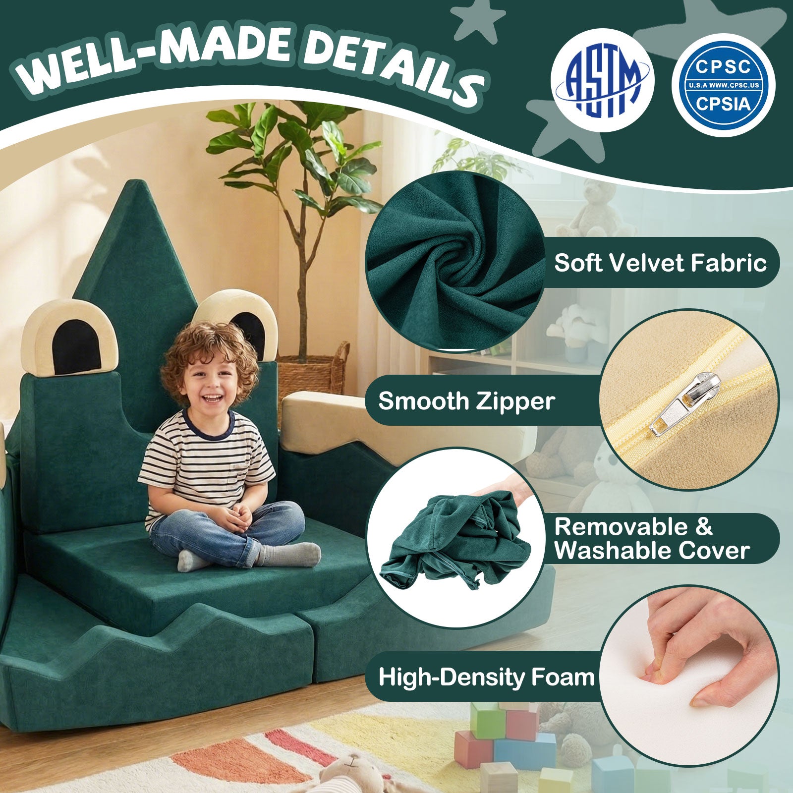 17 Pieces Modular Kids Play Couch for Inspiring Creativity Kids Chairs & Seating at Gallery Canada