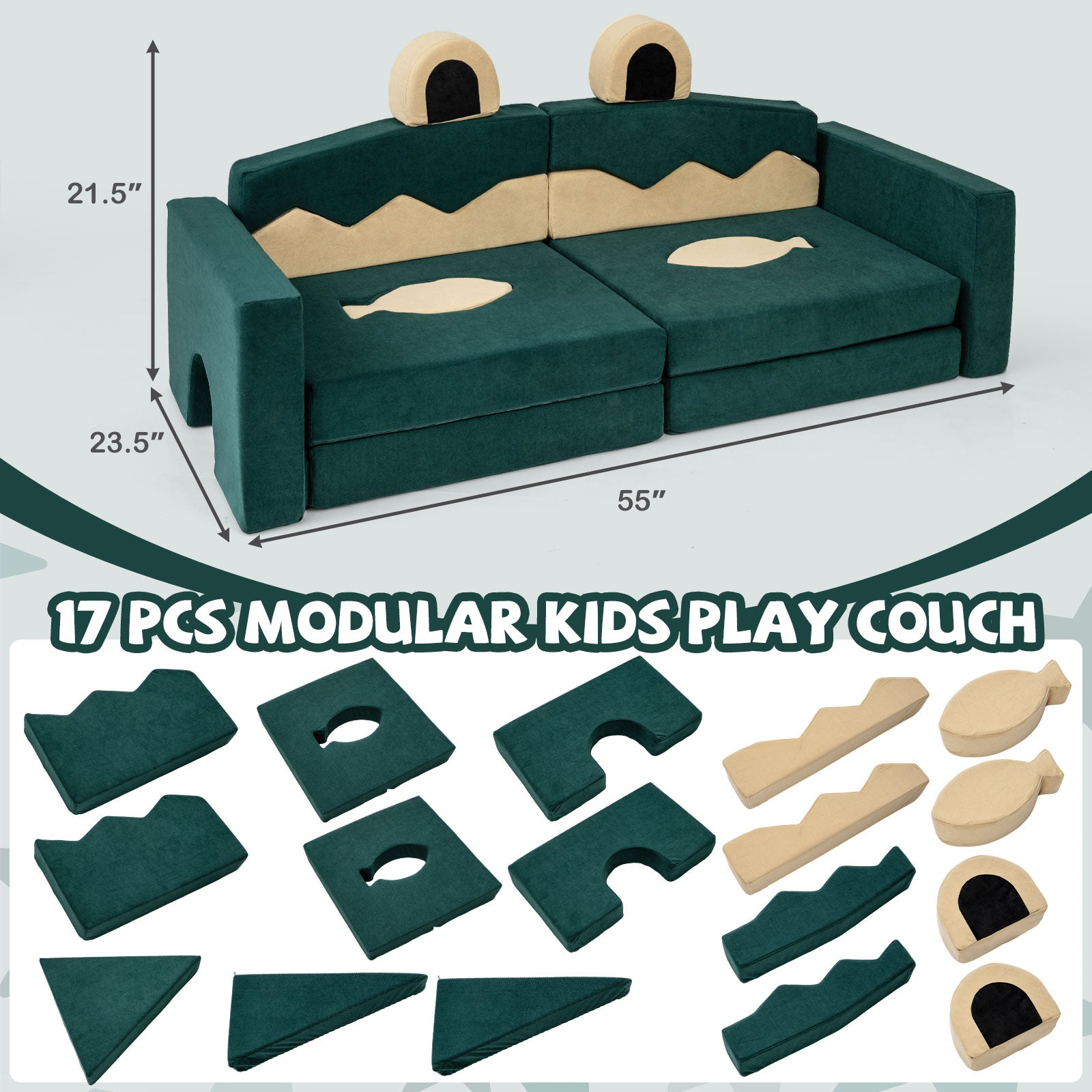 17 Pieces Modular Kids Play Couch for Inspiring Creativity Kids Chairs & Seating at Gallery Canada
