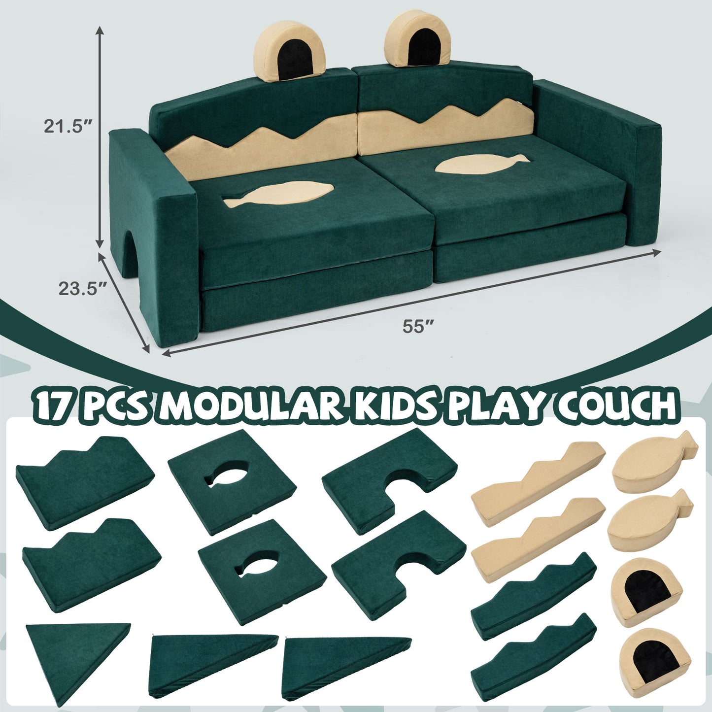 17 Pieces Modular Kids Play Couch for Inspiring Creativity Kids Chairs & Seating at Gallery Canada