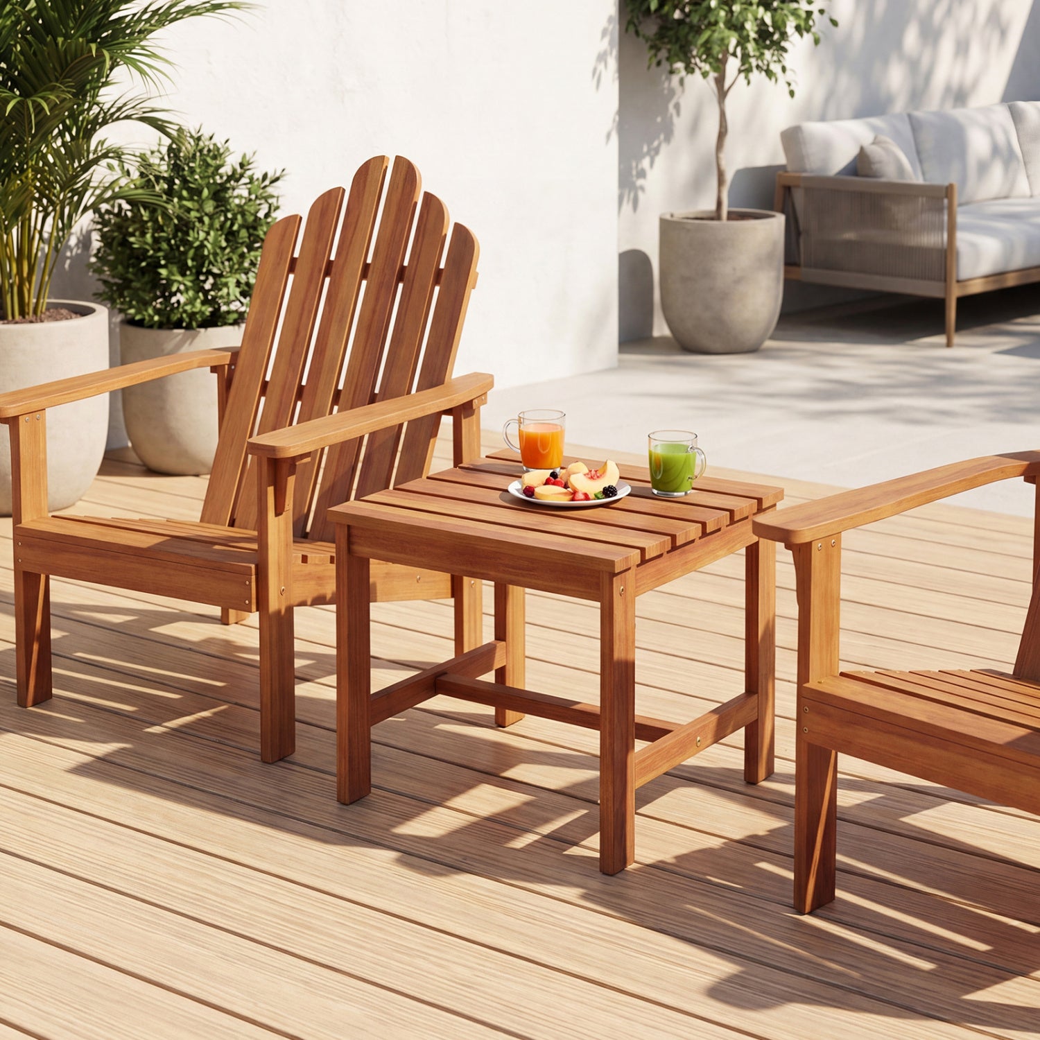17” Square Patio Acacia Wood Side Table with Slatted Tabletop-Set of 1 End & Side Tables at Gallery Canada