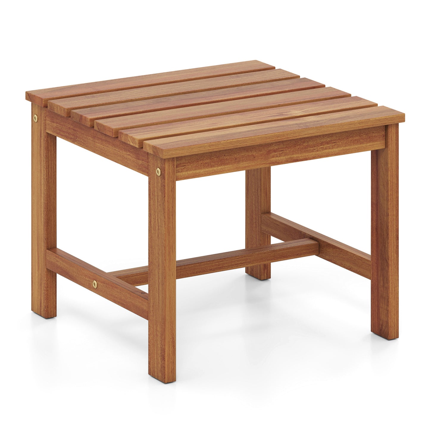 17” Square Patio Acacia Wood Side Table with Slatted Tabletop-Set of 1 End & Side Tables Natural at Gallery Canada