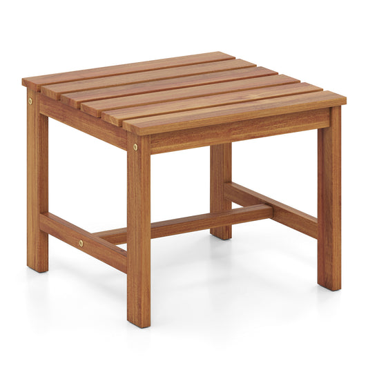 17” Square Patio Acacia Wood Side Table with Slatted Tabletop-Set of 1 End & Side Tables Natural at Gallery Canada