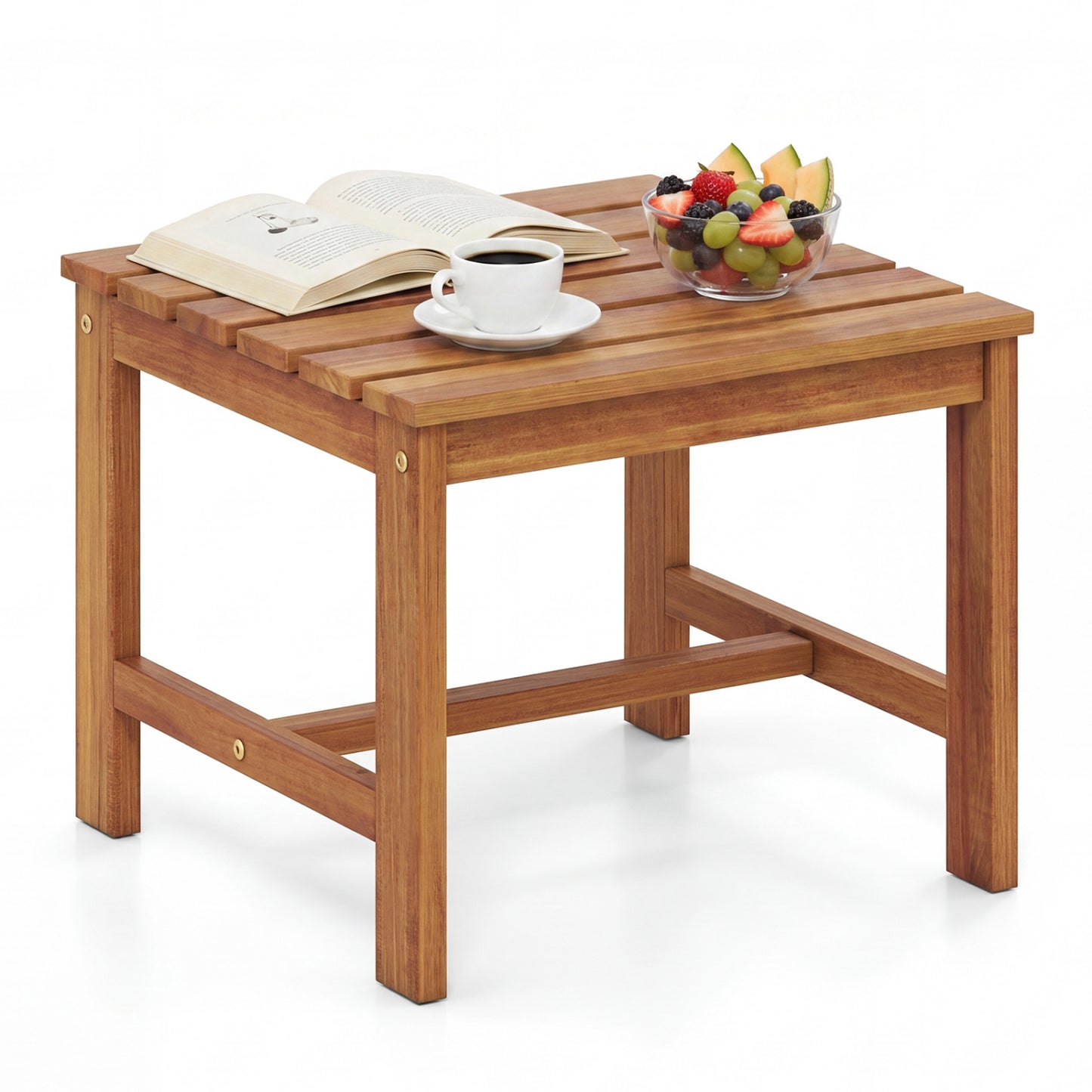 17” Square Patio Acacia Wood Side Table with Slatted Tabletop-Set of 1 End & Side Tables at Gallery Canada