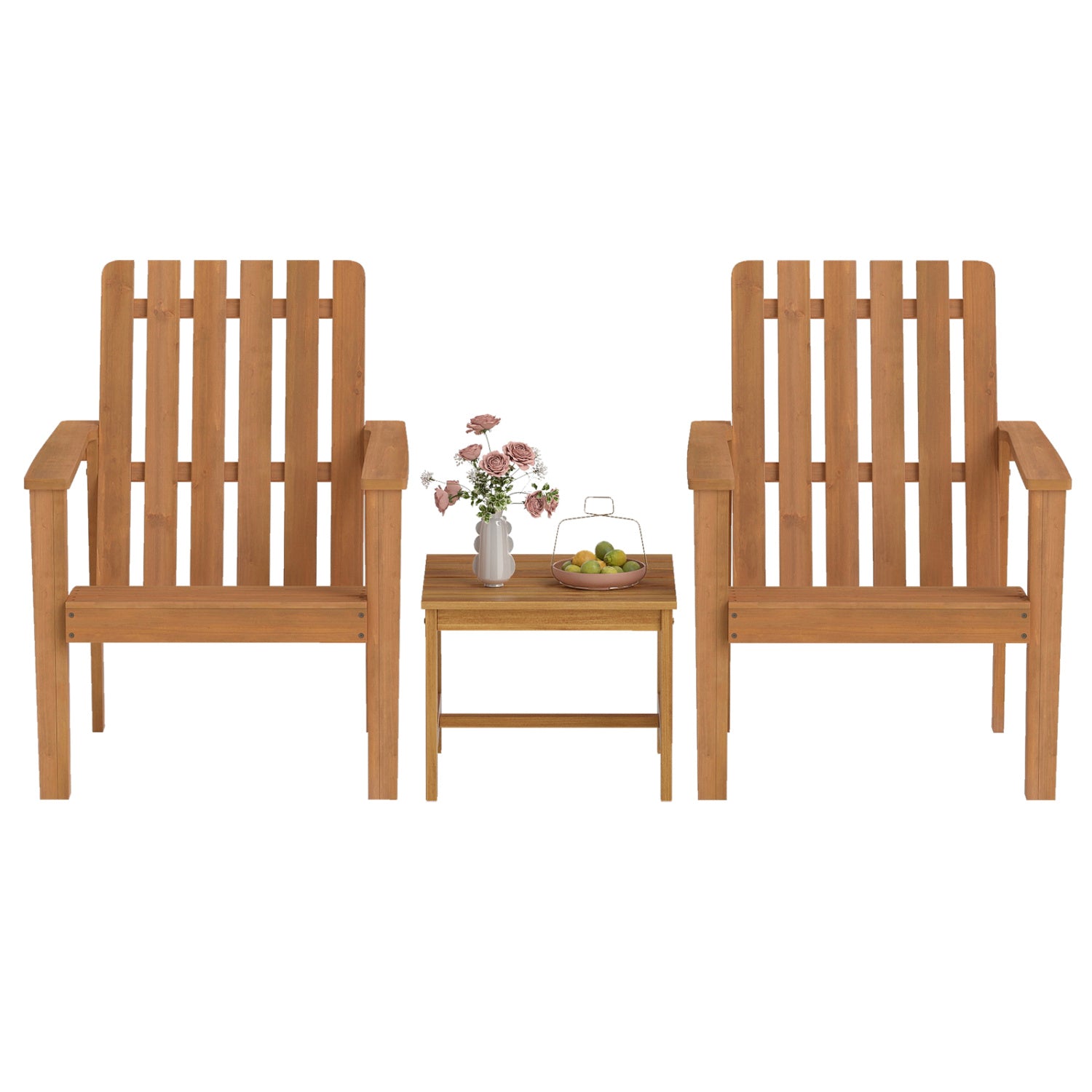 17” Square Patio Acacia Wood Side Table with Slatted Tabletop-Set of 2 End & Side Tables at Gallery Canada