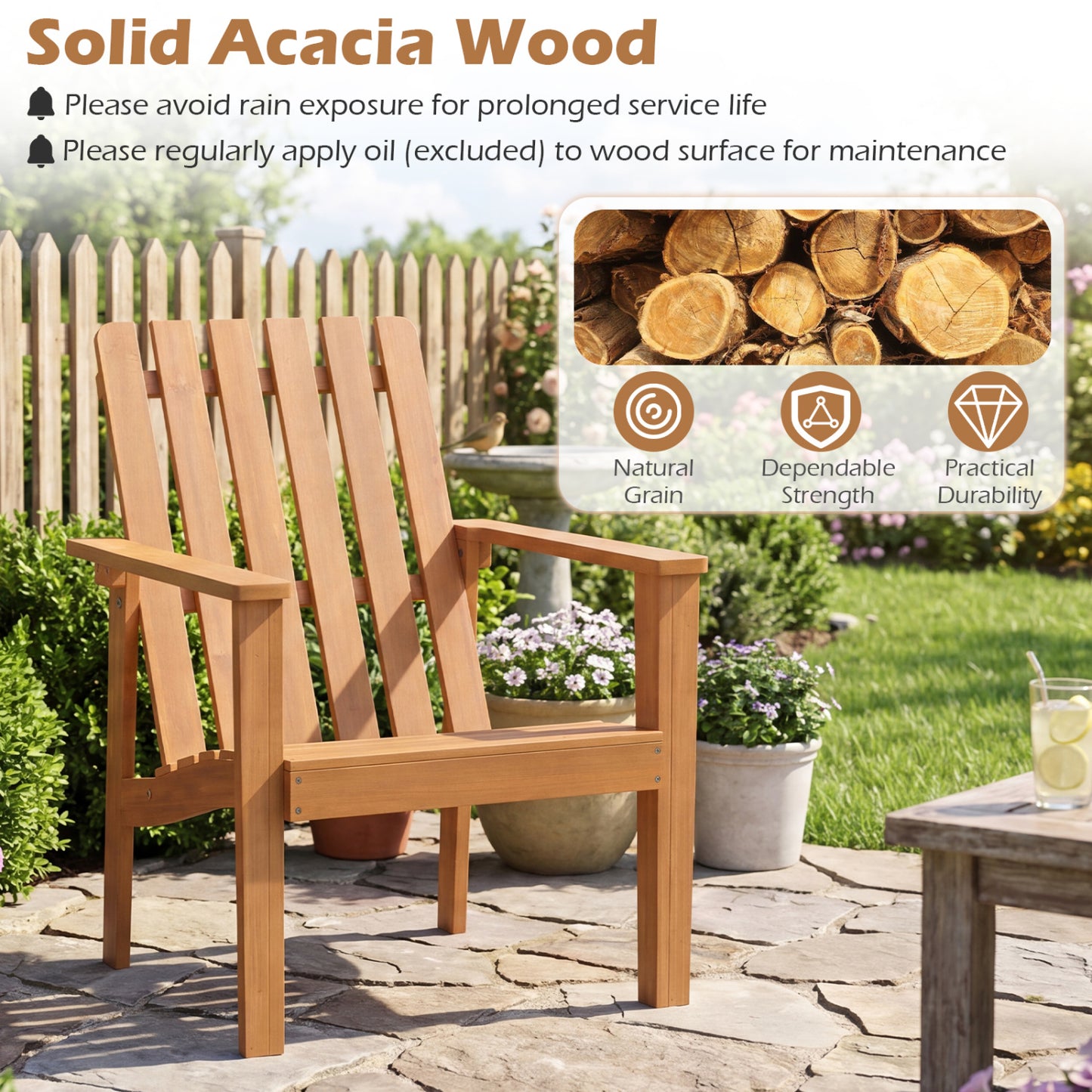 17” Square Patio Acacia Wood Side Table with Slatted Tabletop-Set of 2 End & Side Tables at Gallery Canada