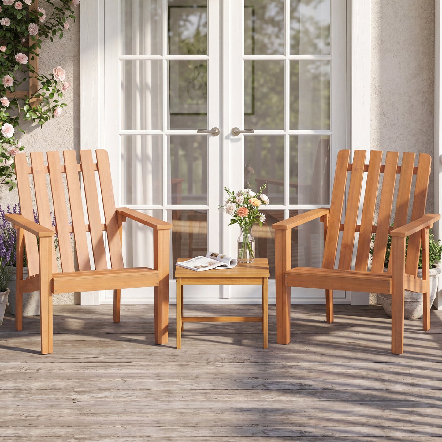 17” Square Patio Acacia Wood Side Table with Slatted Tabletop-Set of 2 End & Side Tables at Gallery Canada