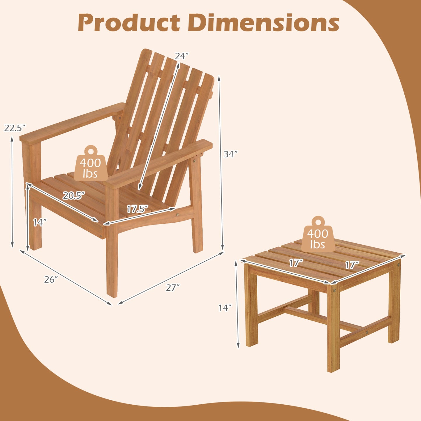 17” Square Patio Acacia Wood Side Table with Slatted Tabletop-Set of 2 End & Side Tables at Gallery Canada