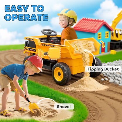Kids Electric Car, Ride On Dump Truck, 12V, Yellow Toy Excavators at Gallery Canada