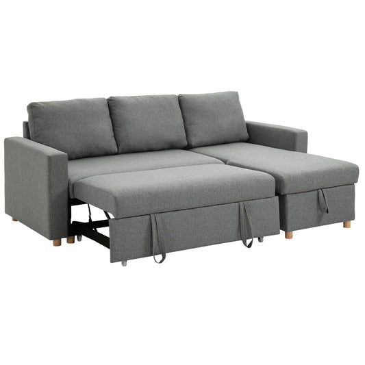83" Sofa Bed, L Shaped Sectional with Storage Chaise, Light Grey Sofas & Reclining Chairs Light Grey at Gallery Canada