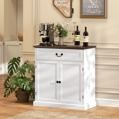 32" Buffet Cabinet, White Wood Grain, Farmhouse Sideboard, White Bar Cabinets at Gallery Canada