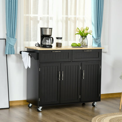 Modern Kitchen Island, Utility Cart with 2 Drawers, Cabinets, Black Kitchen Islands & Kitchen Carts at Gallery Canada
