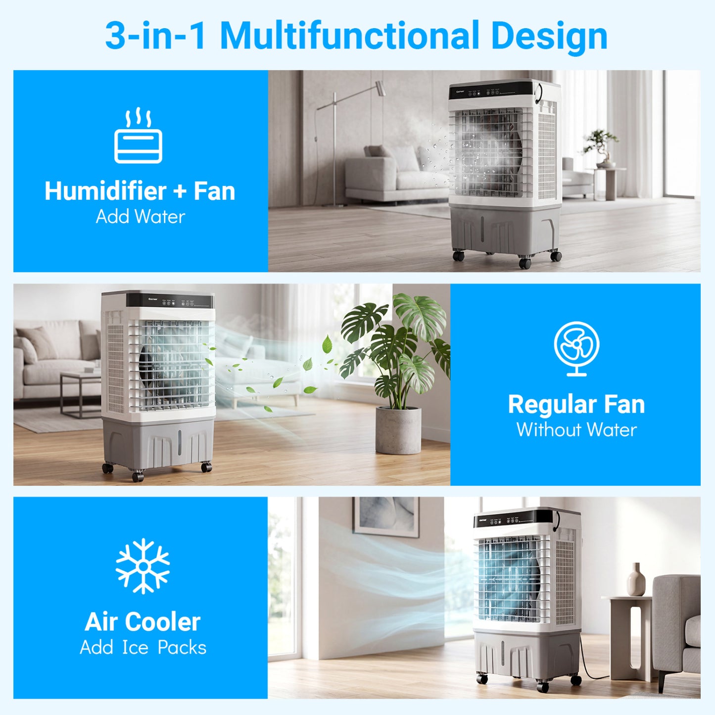 1800 CFM Evaporative Air Cooler, 4 Gal Water Tank, White Air Coolers at Gallery Canada