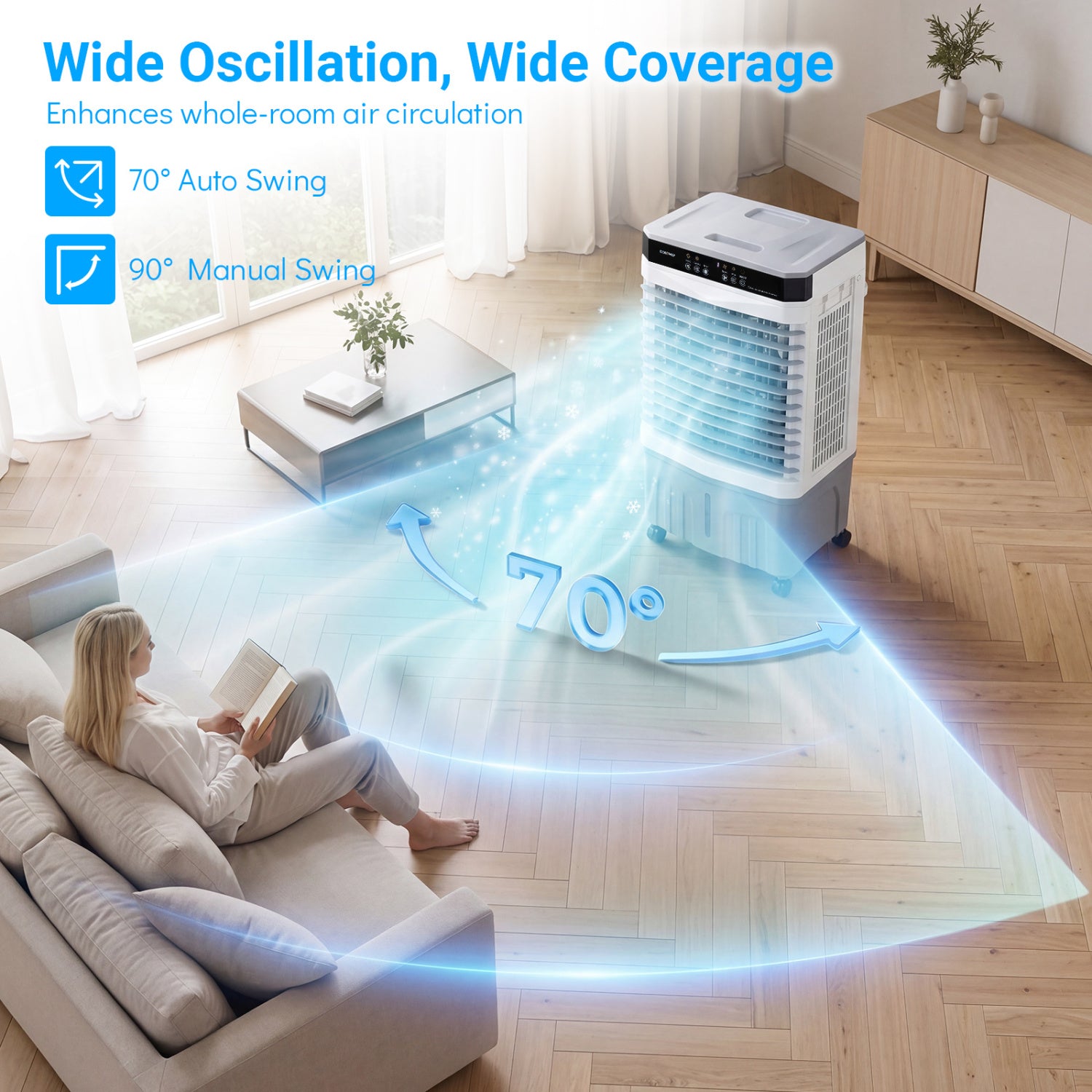 1800 CFM Evaporative Air Cooler, 4 Gal Water Tank, White Air Coolers at Gallery Canada