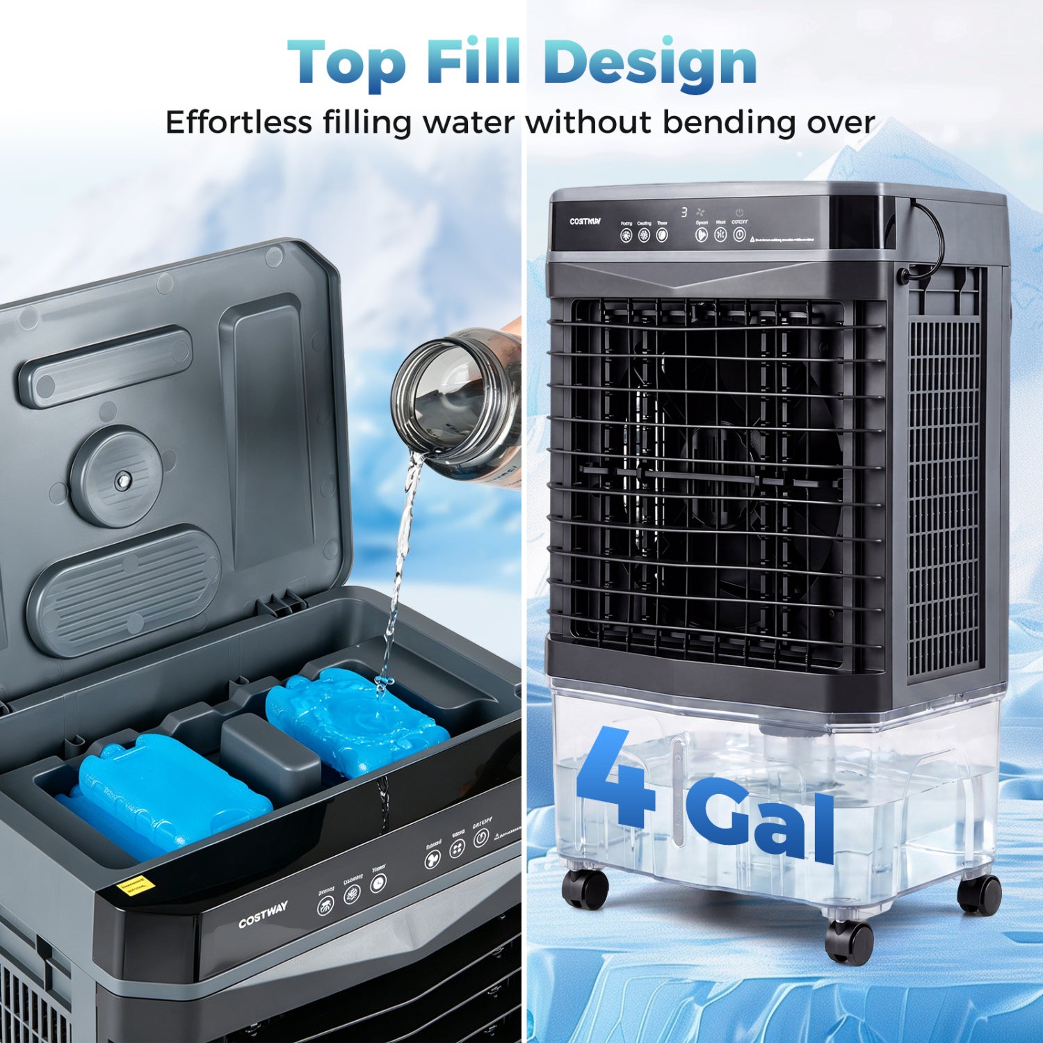 1800 CFM Evaporative Air Cooler, 4 Gal Tank, Black Air Coolers at Gallery Canada