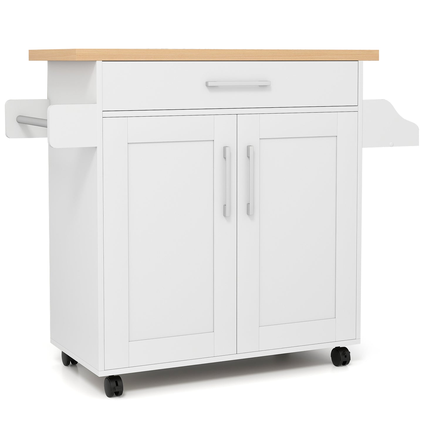 Rolling Kitchen Island Cart with Towel and Spice Rack, White Kitchen Islands & Carts White at Gallery Canada