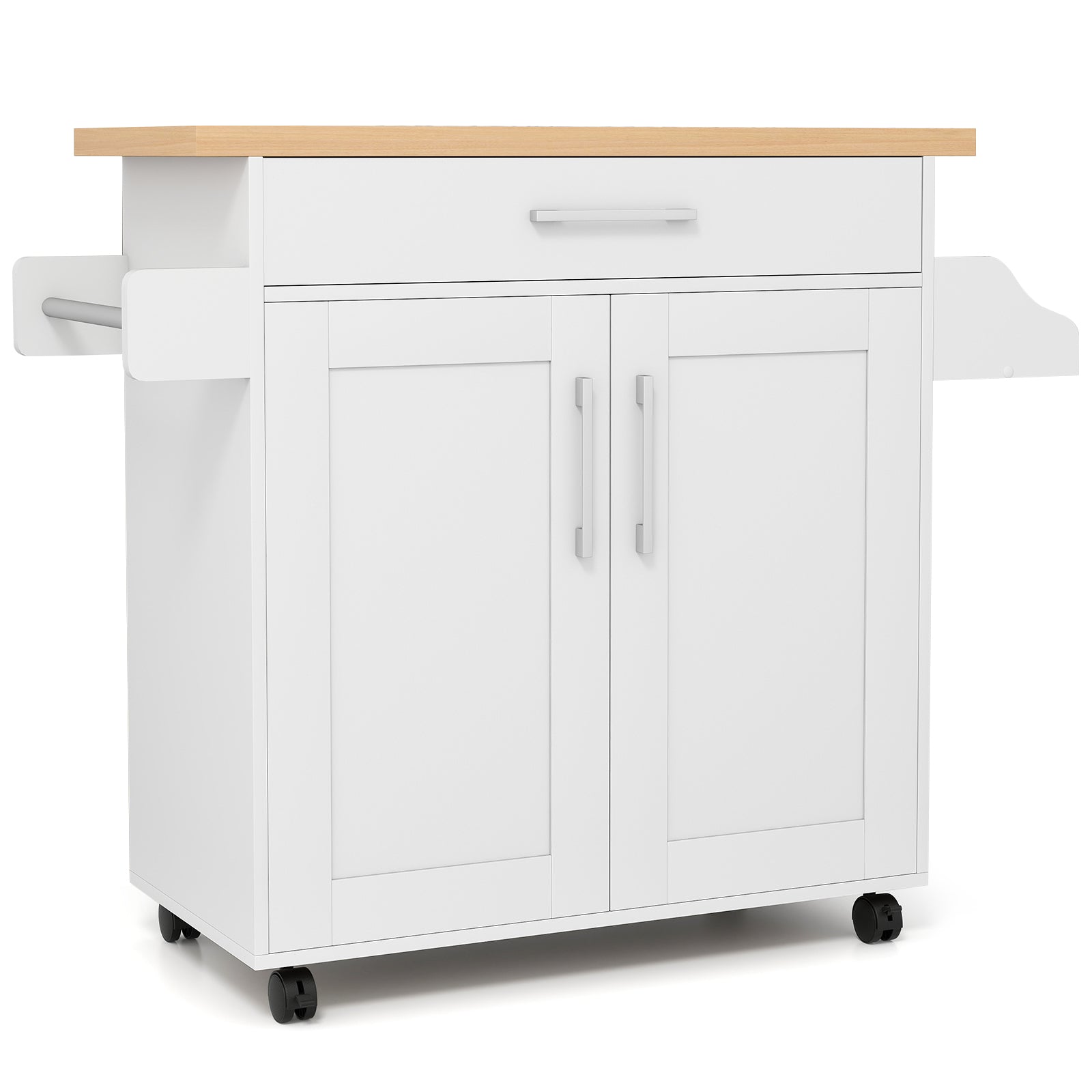 Rolling Kitchen Island Cart with Towel and Spice Rack, White Kitchen Islands & Carts White at Gallery Canada