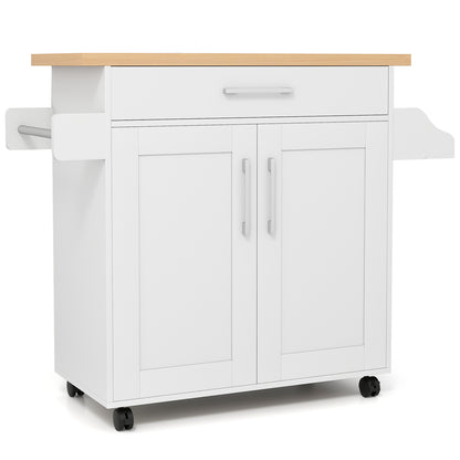 Rolling Kitchen Island Cart with Towel and Spice Rack, White Kitchen Islands & Carts White at Gallery Canada