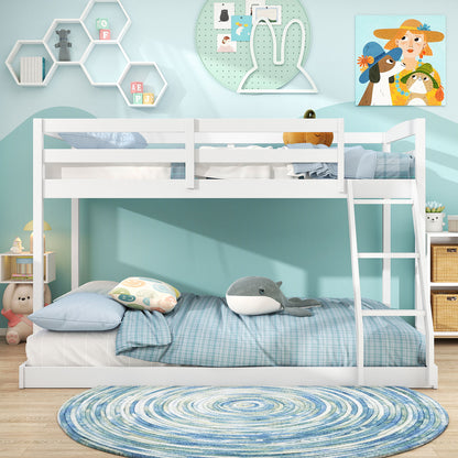 Twin Over Full Bunk Bed Low Floor Bunk Bed Frame, White Bunk Bed Frame at Gallery Canada