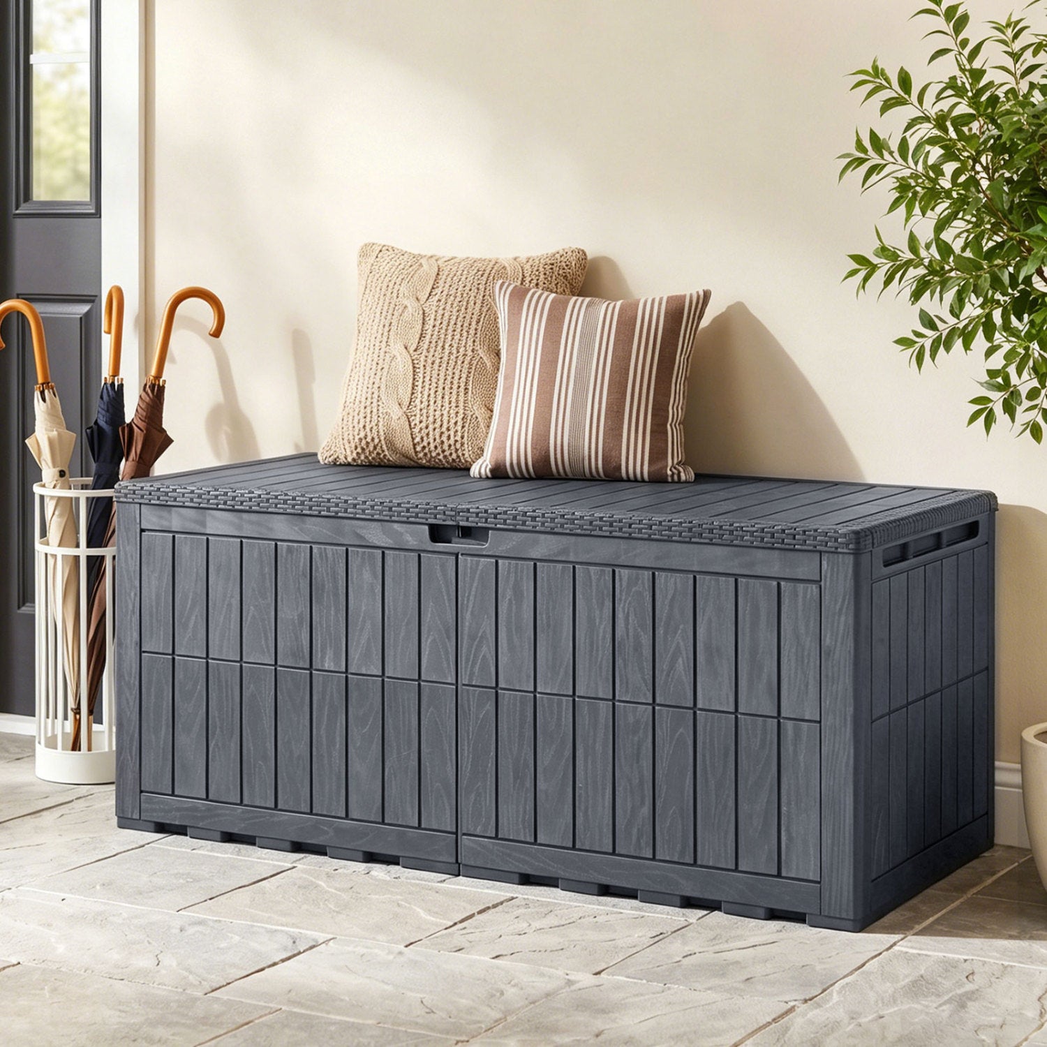 180 Gal Outdoor Deck Box, Lockable Storage Bin, Gray Sheds & Outdoor Storage at Gallery Canada