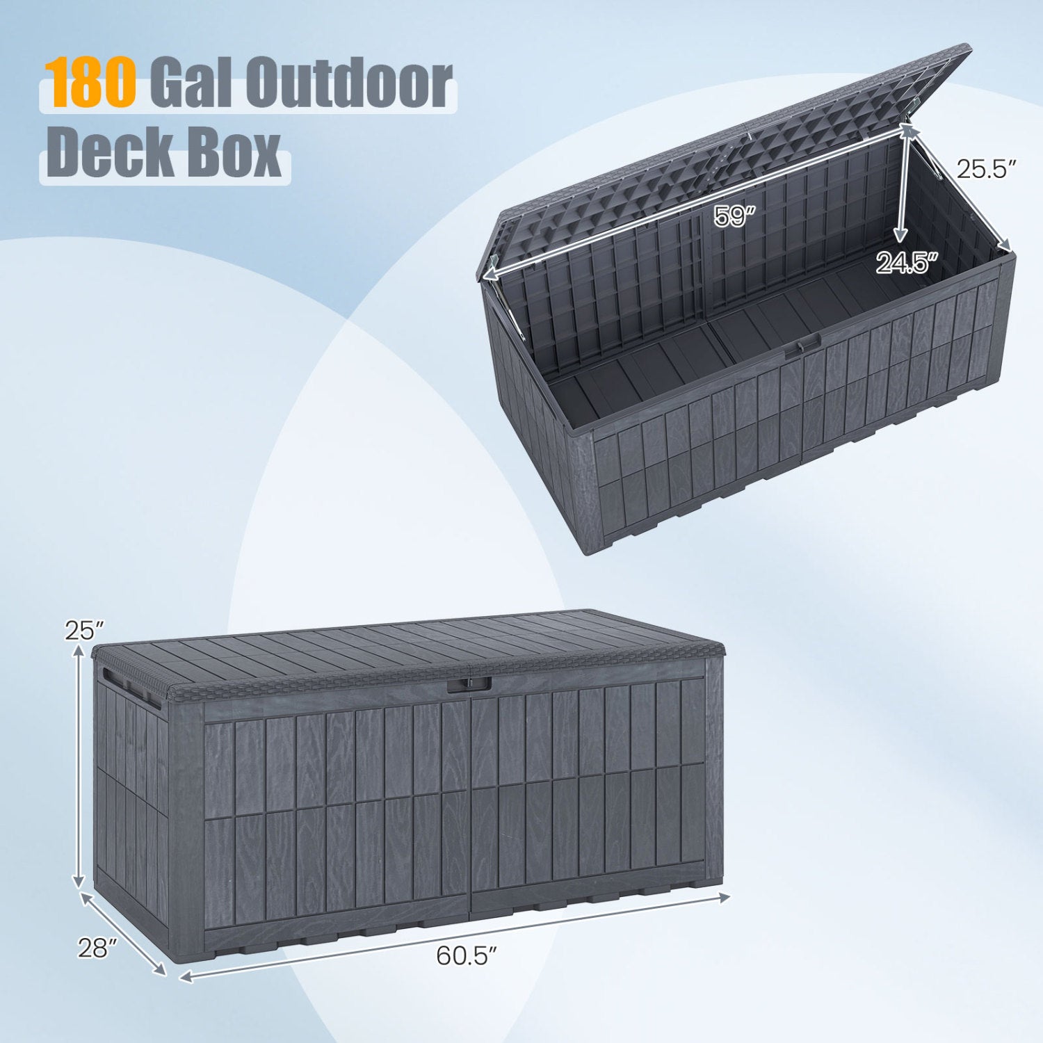 180 Gal Outdoor Deck Box, Lockable Storage Bin, Gray Sheds & Outdoor Storage at Gallery Canada