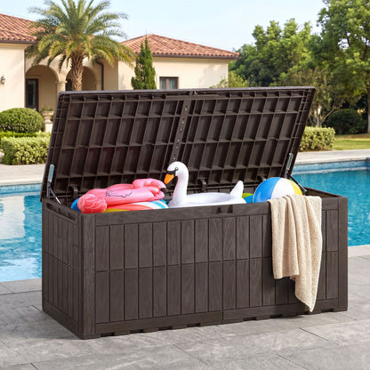 180 Gal Outdoor Deck Box Lockable Storage Bin, Brown Sheds & Outdoor Storage at Gallery Canada