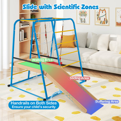 6-in-1 Indoor Jungle Gym with Slide for Boys and Girls 3+ Years Old, Blue Climbers & Slides at Gallery Canada