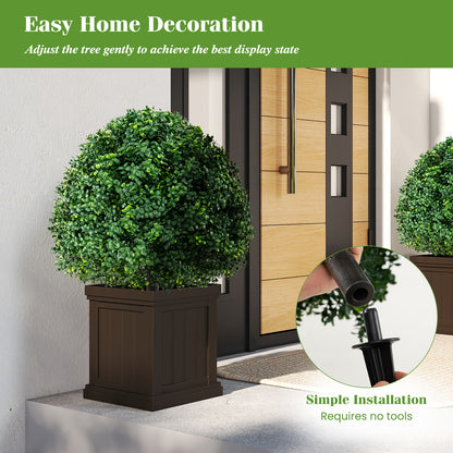 28 Inches Artificial Boxwood Topiary Ball Tree Set of 2 with Ground Spike, Green Faux Plants at Gallery Canada