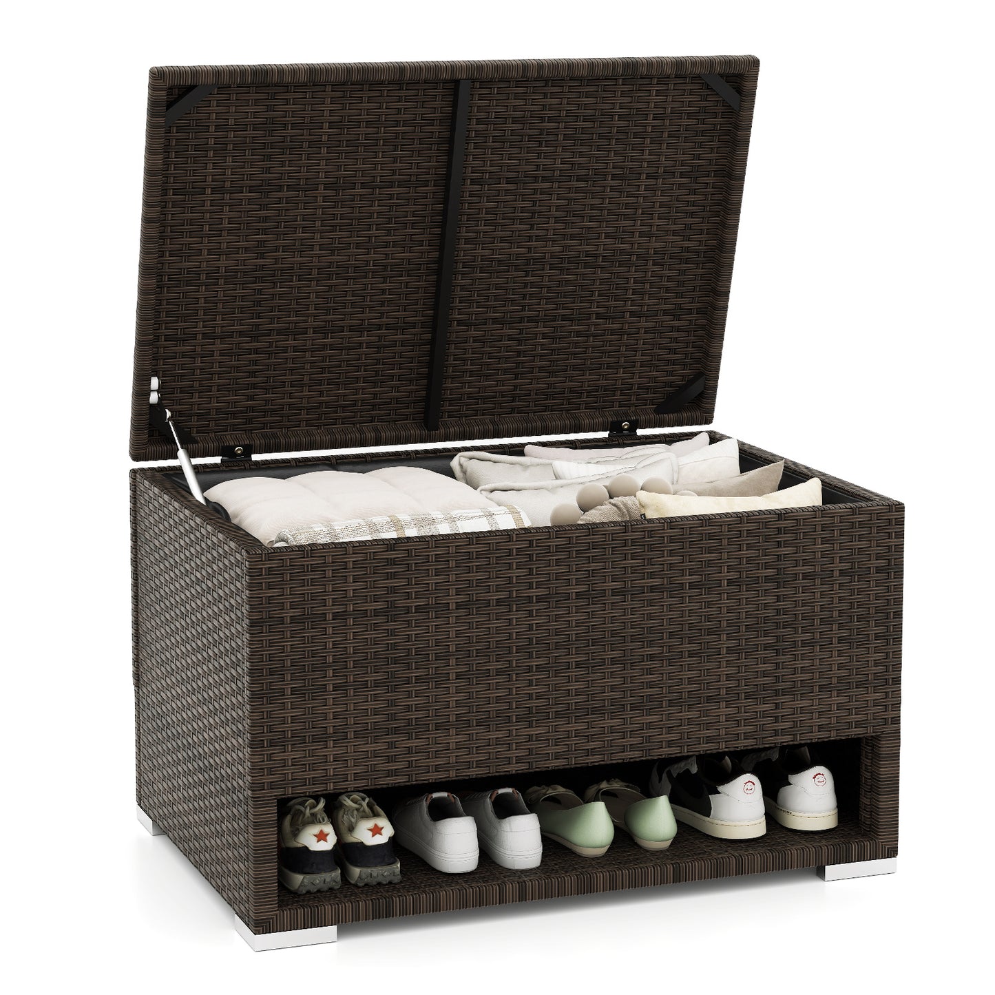 PE Rattan Storage Bin with Waterproof Liner for Patio Cushions, Brown Sheds & Outdoor Storage at Gallery Canada