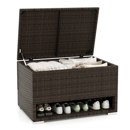 PE Rattan Storage Bin with Waterproof Liner for Patio Cushions, Brown Sheds & Outdoor Storage at Gallery Canada